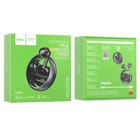 Hoco EW23 TWS headphones, wireless, inserts, BT5.3, 30/250 mAh, microphone, gray-3