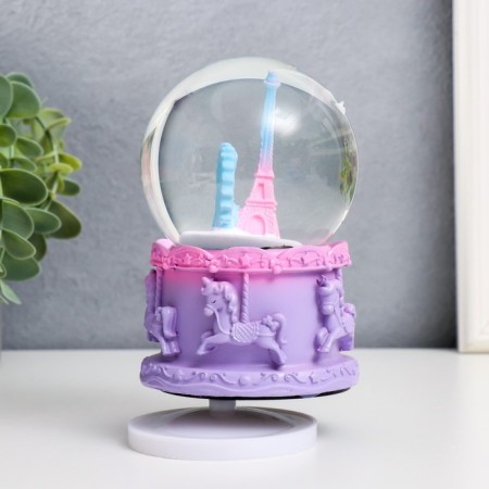 Souvenir Polystone Water Ballion Music "Eiffel Tower and Ferris Wheel" MIX 12x8x8 cm-3