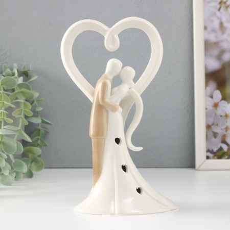 Souvenir Ceramics Light "Abstraction. Lovers, Kiss at a large heart" 11x8.5x20.5 cm