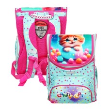 Ранец Cтандарт 35х26х20 deVENTE Mini 14L, Candy Cat , для девочек, бирюзовый/розовый