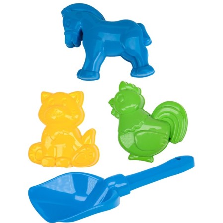 Sand set No. 92: bucket No. 8 “Fox”, shoulder blade 22 cm, molds 3 pcs.-1