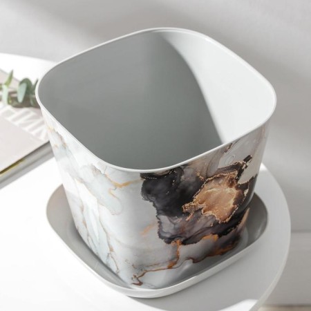 Pot with the pallet "Marble", 3.7 liters, the color is light gray-1