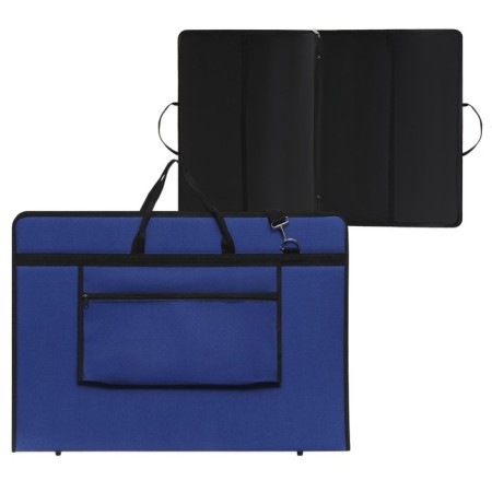 Folder for drawings and drawings for artists A2, 650 x 450 x 40 mm, with handles, textile, with pockets, "inspiration" 1B21, blue