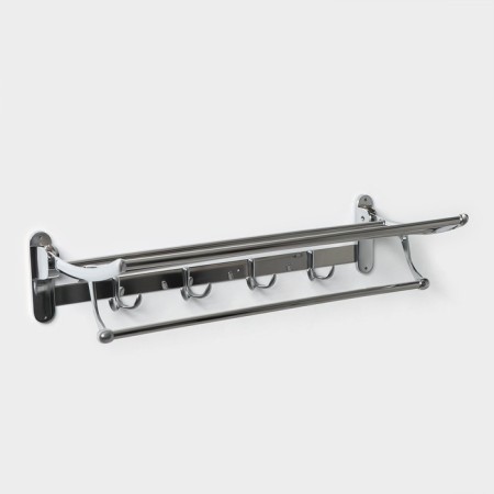 Foal shelf with towels holder, 4 hooks, 58 × 25 × 13 cm, chromium color