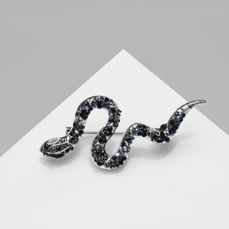Brooch "Snake" in motion, colored in black silver