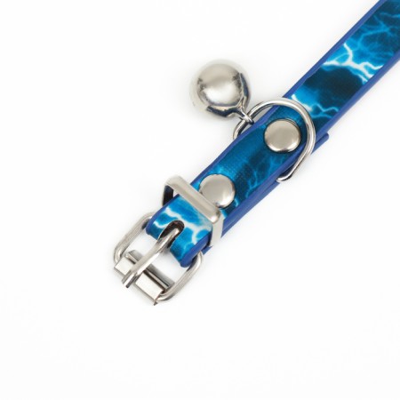 Collar "thunderstorm", artificial leather, 31 x 1 cm, mix of flowers-4
