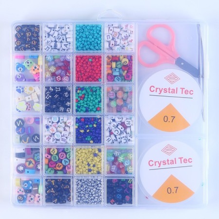 Set for creating jewelry, 24 types of beads, fishing line, scissors-2