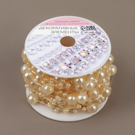 Pearls on a fishing line, 3/8 mm, 9 ± 0.5 m, gold color-3