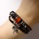Hippie leather bracelet dragonfly, brown color, d = 6 cm