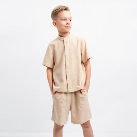 Set for a boy (shirt, shorts) minku beige color, height 158-3