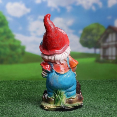 Garden figure "Dwarf with a hedgehog Small" 18x15x38cm-4