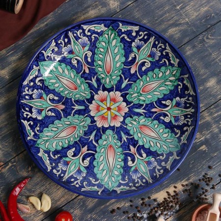 Largan Rishtan ceramics "Flowers", 32 cm, blue-1