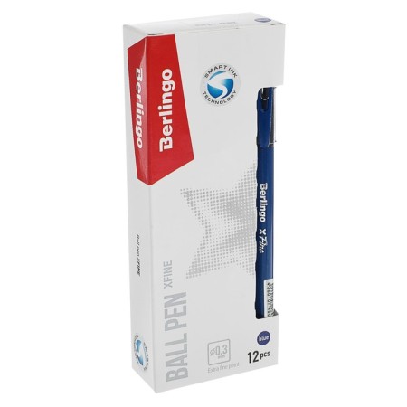 Ballpoint pen Berlingo Xfine 0.3, blue, blue case, rubber emphasis, price for 1 pie.