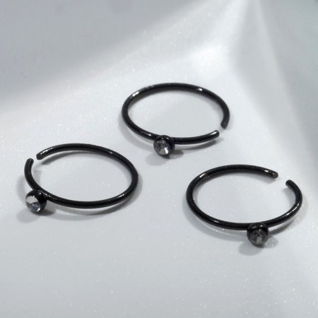 Piercing in the nose “Ring and rhinestones”, D = 8 mm, set 20 pcs., White in ferrous metal-2
