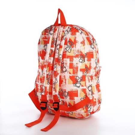 School backpack of textiles on a zipper, 3 pockets, color orange color-3
