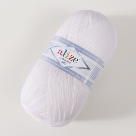Yarn "Lanagold 800" 49% wool, 51% acrylic 730m/100g (55 white)-1