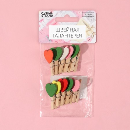 Brongs for sewing "with heart", 3.5 × 2 × 1 cm, 10 pcs, color colorful color-5