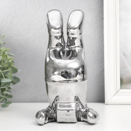 Souvenir ceramic stand for the glass "Cosmonaut - gravity" silver 16x11x19.5 cm-4