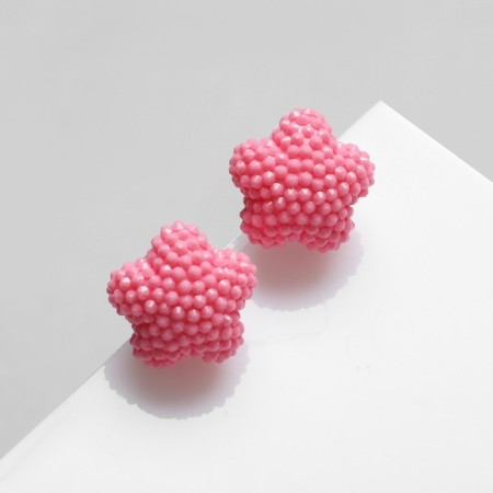 Earrings plastic "Caramel" star, pink color