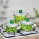 Set of pots "late apples", 3 items: 1.5 l, 2.3 l, 5 l, glass covers, induction