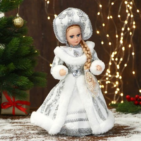 Snow Maiden "In a white fur coat and kokoshnik" 17x35 cm, mix-4