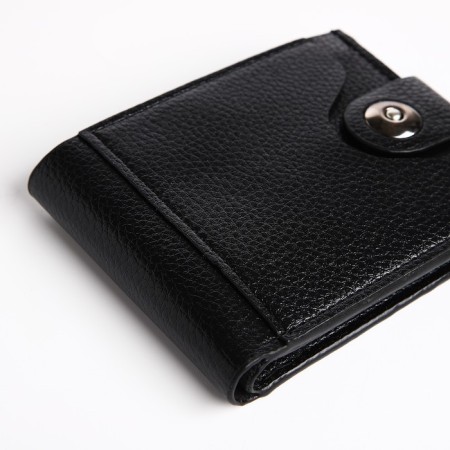 Male purse for magnet, department for bills, for maps, for coins, black color-2