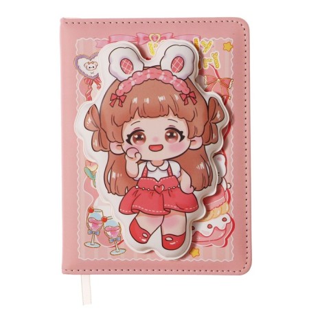 Gift notebook, A6+, 100 sheets, color block, PVC cover, "Anime", mix-3