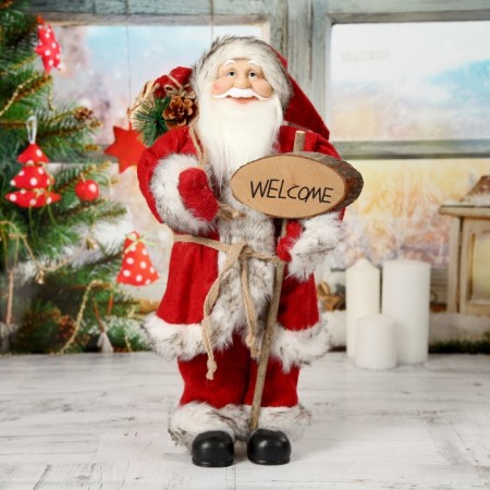 Santa Claus "in a red fur coat, welcoming" 45 cm