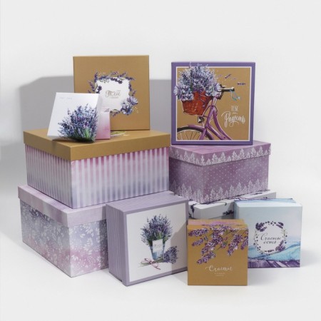 Set of boxes 10 in 1, gift packaging, Provence, 10.2 x 10.2 x 6–28.2 x 28.2 x 15 cm 15 cm