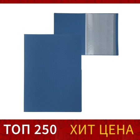 Folder with 10 A4 inserts, 500 microns, calligrata, texture "Sand", blue
