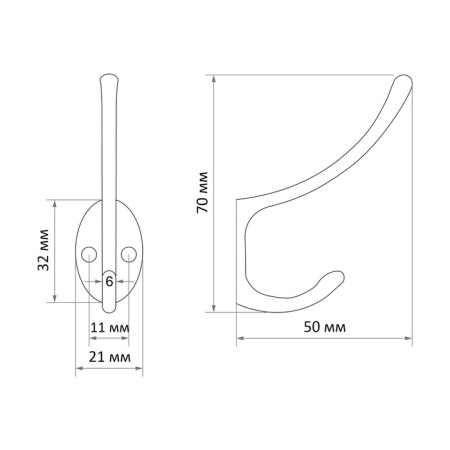 Furniture tundra hook TKD014, two -rod, bronze, 200 pcs-4