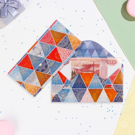 Money envelope "Universal" glitter, triangles, 8x17 cm