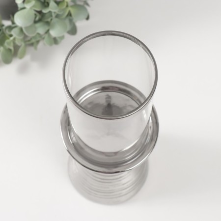 Ceramics candlestick, glass for 1 candle "Zebra Grevi" d = 8 cm silver 10x10x29.5 cm-2