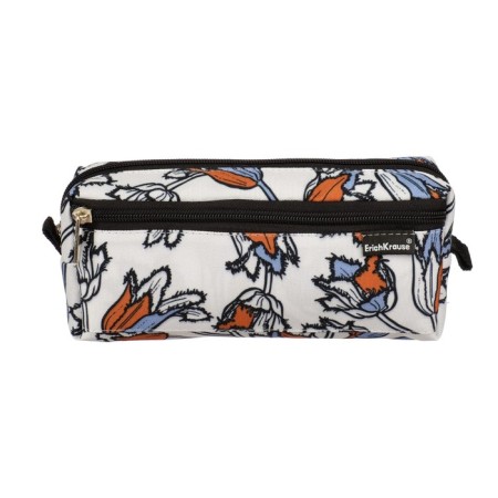 Penal soft, 2 compartments, voluminous, 100 x 210 x 50 mm, Erich Krause, Tulips, White 53949-1