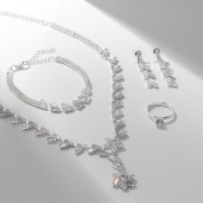 Set 4 objects: earrings, necklaces, bracelet, ring 