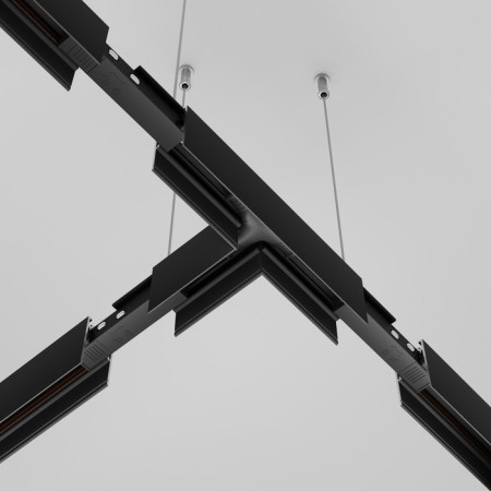 The T-shaped power connector for the track system Technical TRA034CWT-42B, 34.5x1.8x16.3 cm, black color is black-3