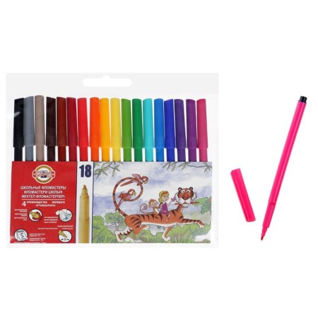Trihedral felt -tip pens 18 flowers "animals" euro -handle