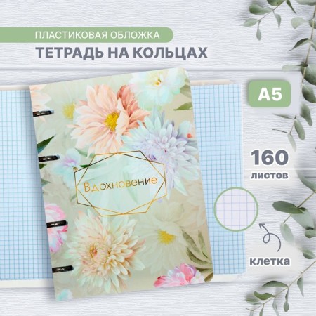 A notebook on the rings of A5 160 sheets in the Calligrata "Inspiration", a plastic cover, an offset unit