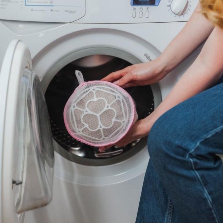 A bag for washing linen with a dilapid disc, 15 × 15 cm, small mesh, white color-6