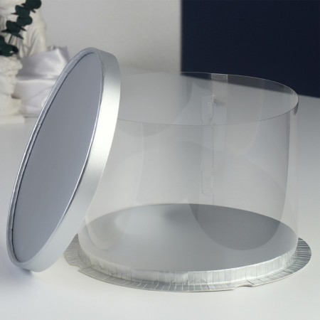 Cake box, confectionery packaging, silver, 22 x 22 x 16 cm-1