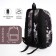 Youth backpack from textiles, 3 pockets, black/purple color