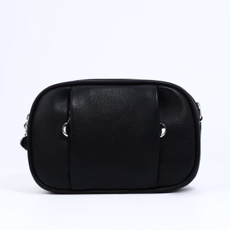 Cross-Bodi bag on zippers, external pocket, black color