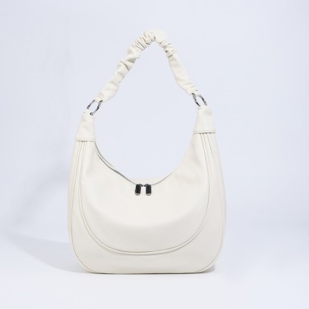 Lurch bag with lightning, external pocket, long belt, white color