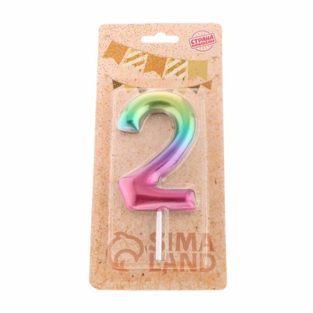 Candle in the cake "Watercolor", number 2, 9 cm, giant-3