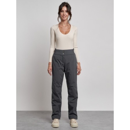 Warmed female trousers, size 50, gray color-5