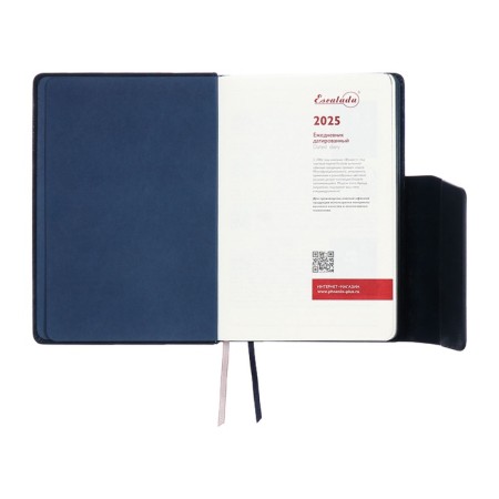 Dated 2025 diary, A5, 176 sheets of Escalada, a solid cover made of artificial leather, pancake embossing, lies, cream block 70 g/m2, blue-6