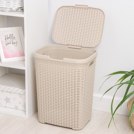 Besnaya basket with a rattan lid, 40 l, 37 × 29.5 × 48 cm, Latte color-2