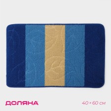 Коврик для дома Доляна «Листья», 40×60 см, цвет синий