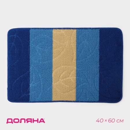 House rug of the share "Leaves", 40 × 60 cm, blue color
