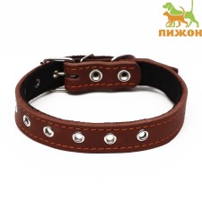 Leather collar on synthetic winterizer, dimensionless, 54 x 2.5 cm, Osh 19-47 cm, brown